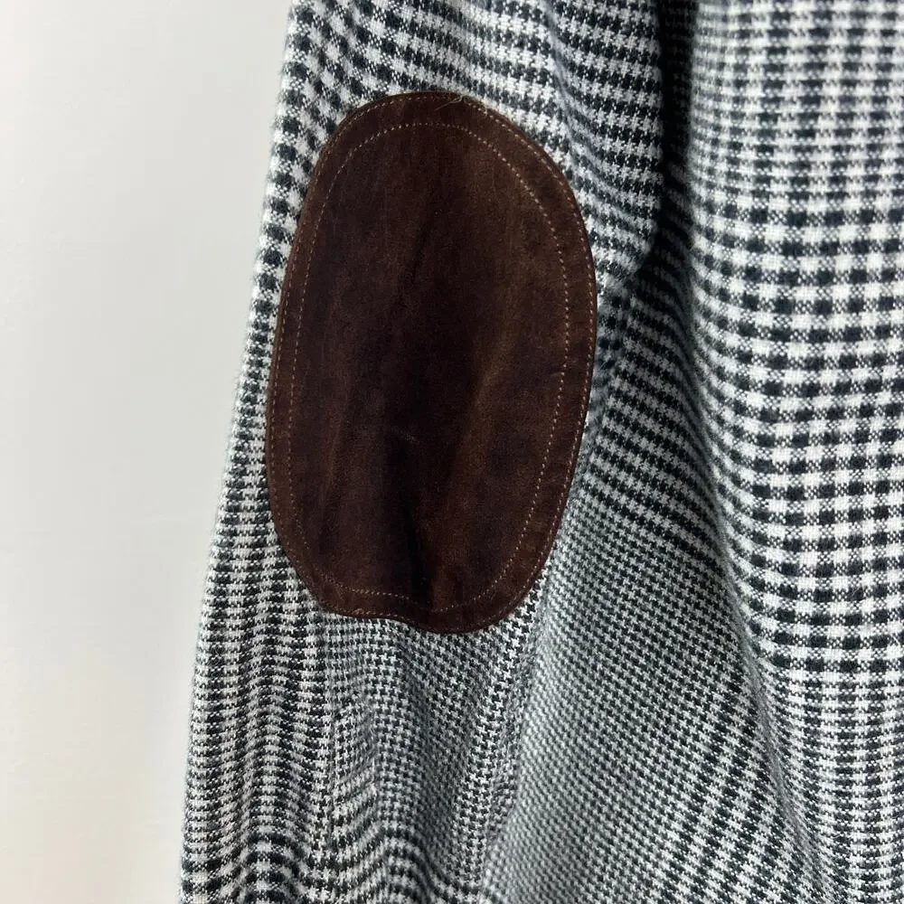 J. Crew Gray Houndstooth Long Sleeve Button-Down Elbow Patch Shirt Size XS